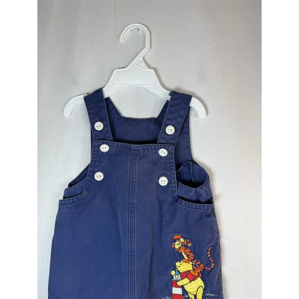 Disney Baby Winnie the Pooh & Tigger Blue Denim Overalls Snap Legs - Picture 8 of 14